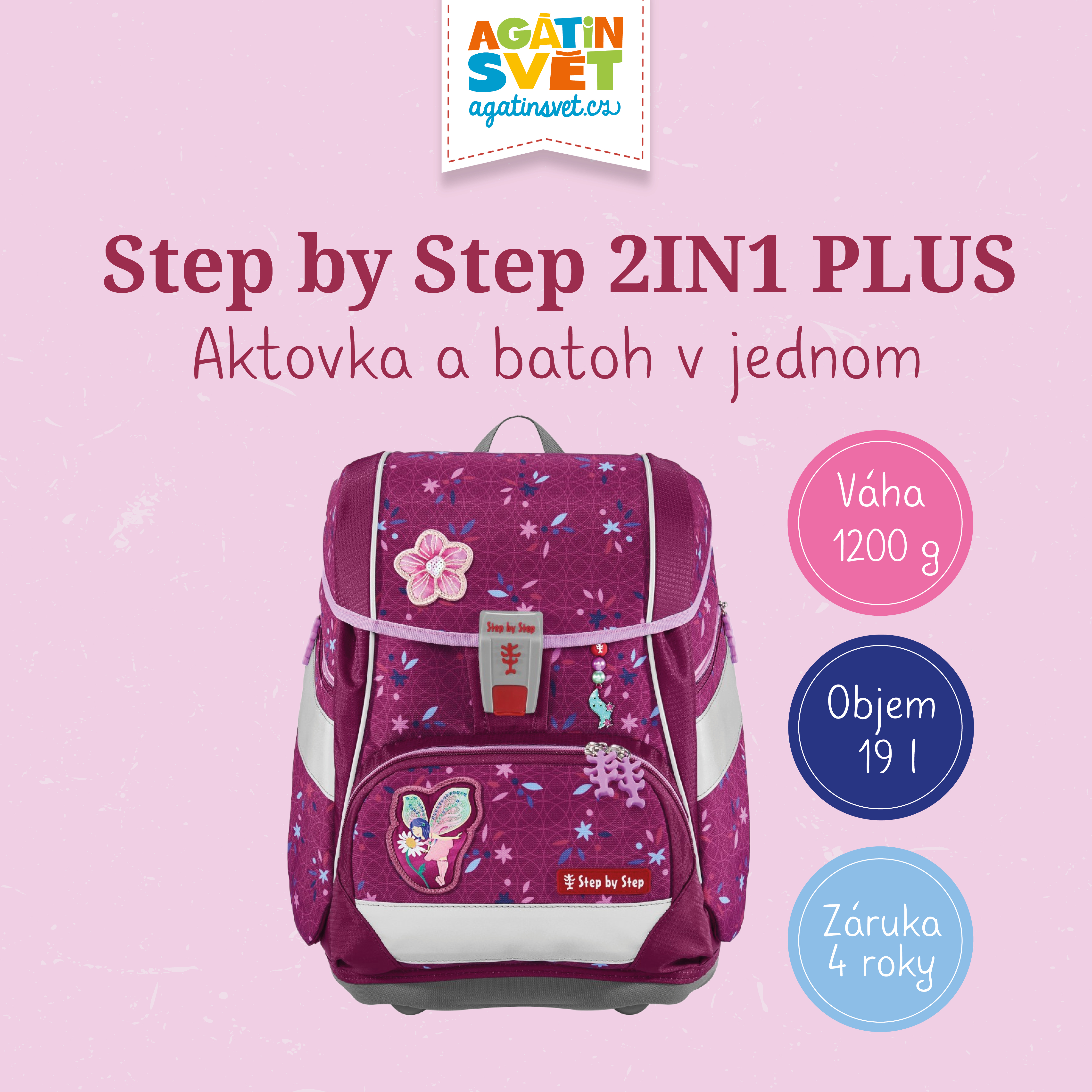 Školní aktovka Step by Step 2v1 PLUS